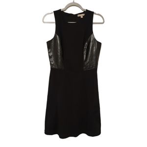 Banana Republic Black Sleeveless Dress Women's size 6 Sleek Faux Leather Accents